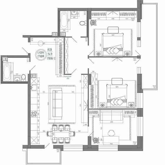 4-к. квартира, 114,3 м², 8/21 эт. Воронеж Воронеж