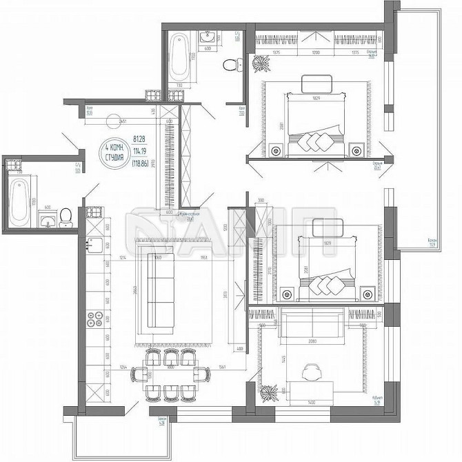 4-к. квартира, 114,3 м², 8/21 эт. Воронеж Воронеж - изображение 1
